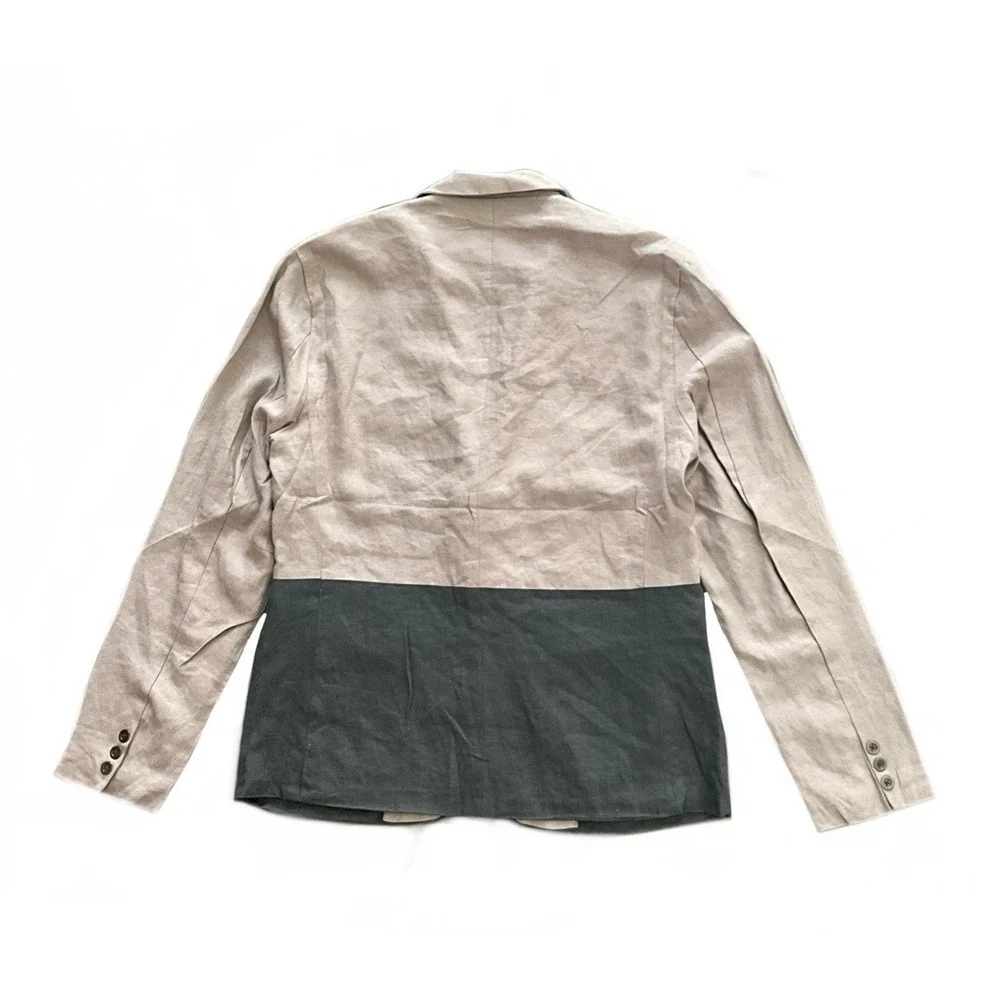 Astronomy Mens Linen Cotton Colorblock Blazer Jacket Light Taupe Gray Large NWT‎